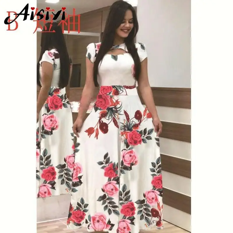 Женское длинное платье с цветочным принтом черное повседневное винтажное