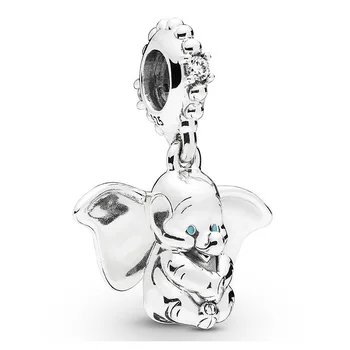 

Original Charm Blue Eyes Sparkle Ears Move Up Dumbo Pendant Beads Fit 925 Sterling Silver Charm Bracelet Diy Jewelry