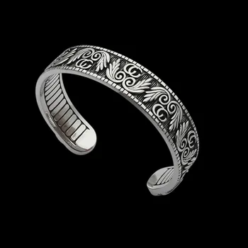 

G-letter carved tiger head wide face open Bangle couple foreign trade sub gold version carved pattern Bangle