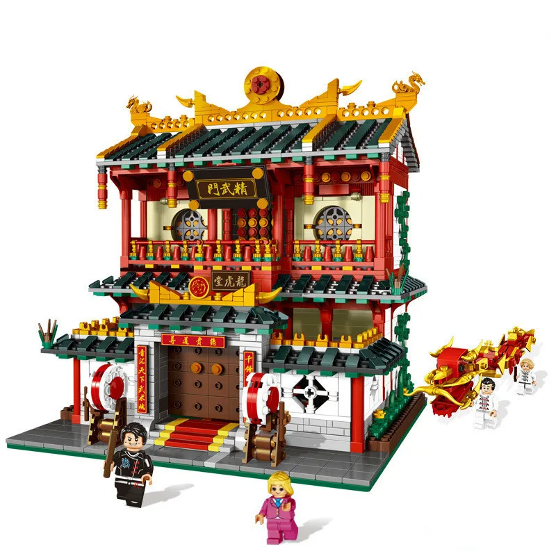 

Xb01004 Martial Arts Museum Fist Of Fury Spelling Insert Alpinia Oxyphylla Toys Small Grain Building Block The Chinese 2882pcs
