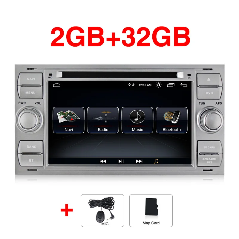 MEKEDE Android 9 автомобильный DVD gps навигатор стерео радио аудио для Ford Focus 2 Mondeo S C Max Fiesta Galaxy - Цвет: 32G silver