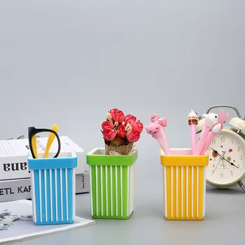

Multi-function Creative Square Pen Holder Desktop Storage Basket Box Double Layer Pen Pencil Stand Stationery Holder Organizer