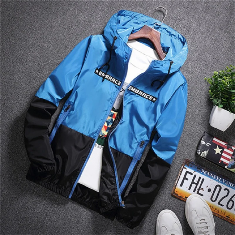 

Autumn trend new men's jacket hip hop windbreaker jacket hooded leisure zipper thin section men and women youth fashion jacket