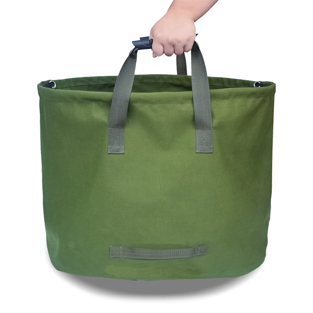 Collapsible Garden Bag Canvas Reusable Gardening Bag Water Resistant Garden Waste Bag For Sack Yard