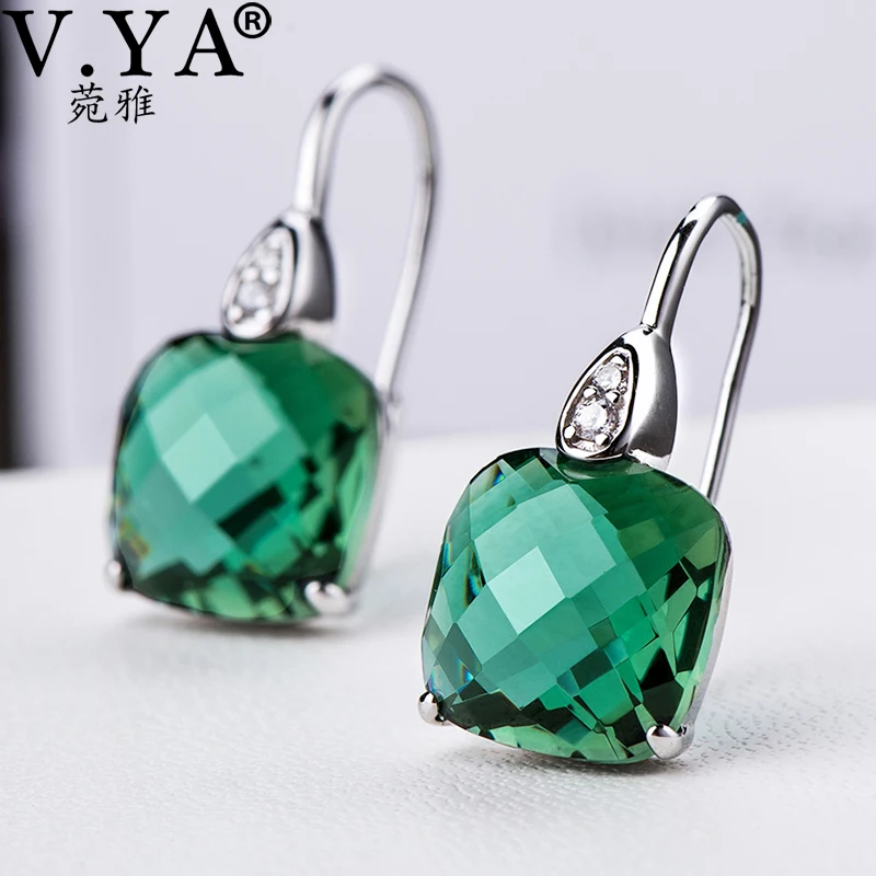 

V.YA S925 Sterling Silver Stud Earrings For Women Cubic Zircon Charm Vintage Stud Earrings Women Jewelry Gift