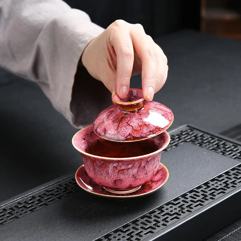 170 мл Gaiwan, керамическая пигментированная чайная чаша, блюдце, набор крышек, мастер-чашка, чайная супница, контейнер, держатель для чая, чайная посуда, посуда для напитков, подарки