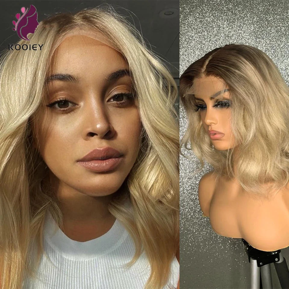Frente do Laço Perucas de Cabelo Humano para Preto Onda do Corpo Peruca do Laço Loira Curto Feminino 613 Ombre Frontal Pré Arrancado 150% Remy 13x4 Bob 5 Computers & Electronics