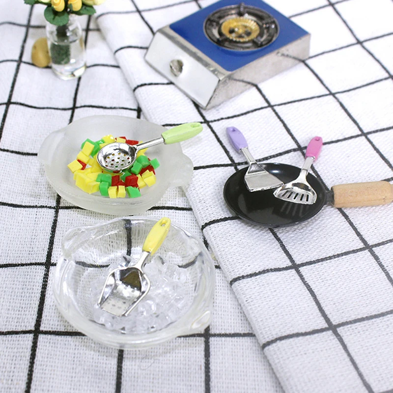 

5PC Dollhouse Miniature Accessories Mini Shovel Soup Spoon Storage Holder Kitchen Cooking Tool Utensils for Decoration Toy