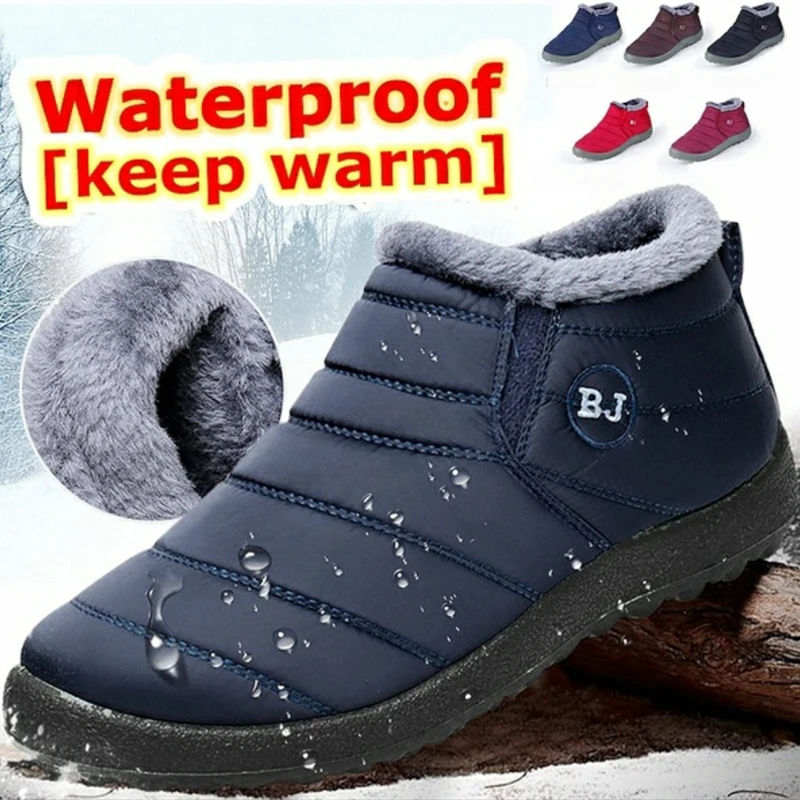 Botas de nieve de felpa para mujer, botines de mujer cálidos, botas de invierno impermeables, zapatos de invierno