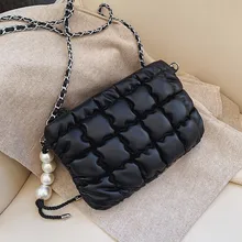 Женские сумки с бриллиантовым узором, с жемчужной кисточкой, женские клатчи на цепочке, женская сумка-мессенджер, клатч, кошелек, bolsa, сумки на плечо, черные