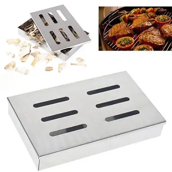 

Outdoor Barbecue Tool BBQ Stainless Steel Wood Chip Smoking Box Charcoal Sawdust Spice Box Barbecue Grill Cooking Accessories