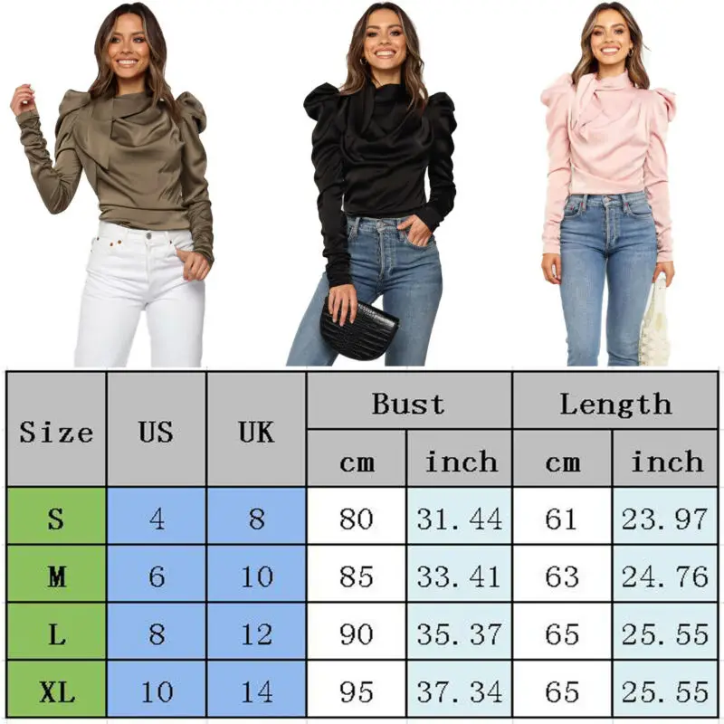 High Street Shirt Women Puff Sleeve O-Neck Loose Fashion Satin Cropped Tops Casual Women Blouse Work Shirts blusas mujer de moda