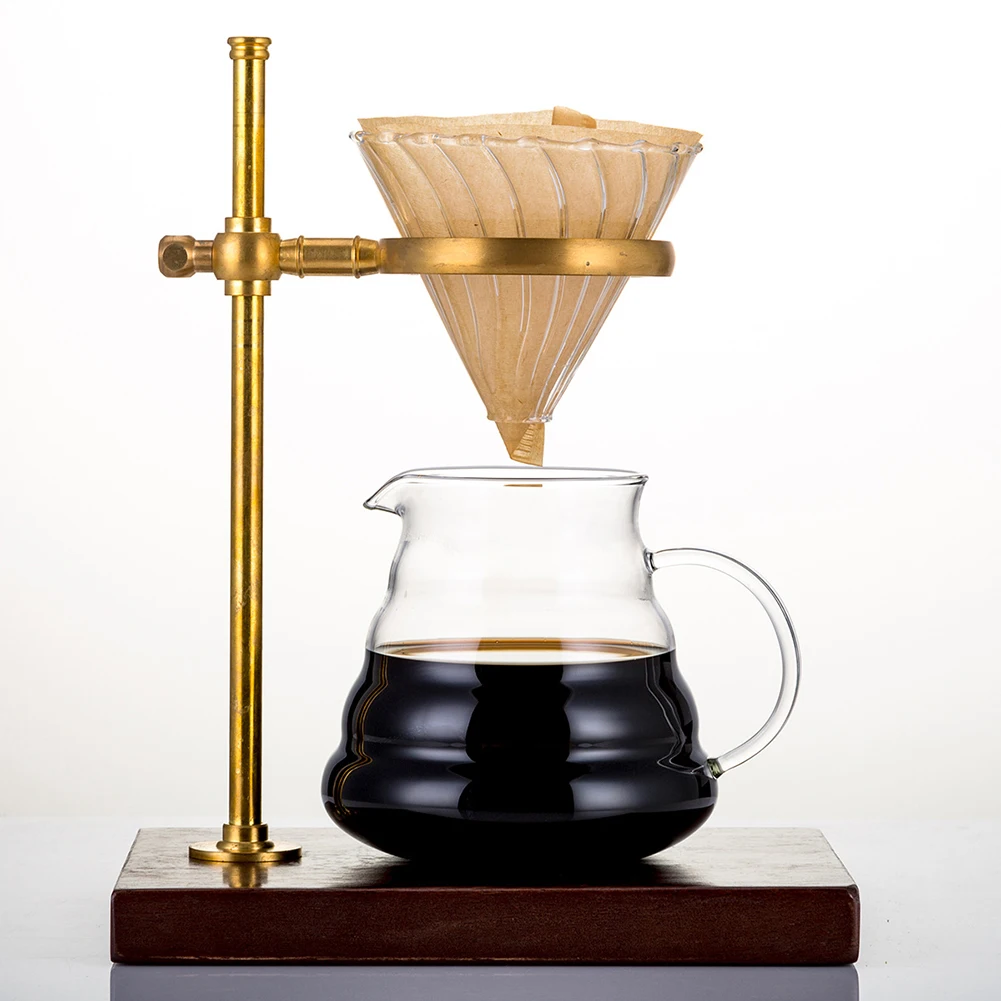 

Adjustable Height Coffee Filter Dripper Pot Rack Tea Cup Holder Stand edges Coffee Copper Holder Filter Brewing Cafe Accessory