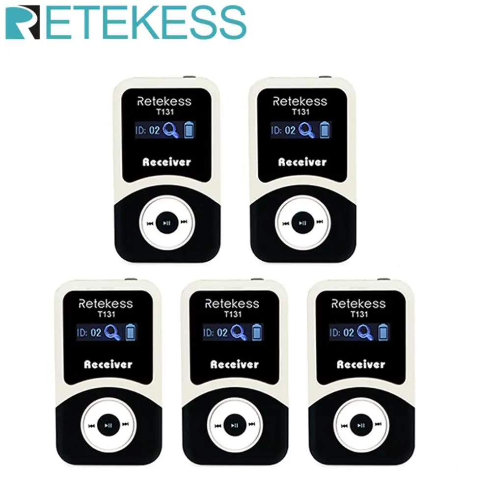 Портативный беспроводной ресивер RETEKESS T131 5 шт. 99 каналов для системы гидов
