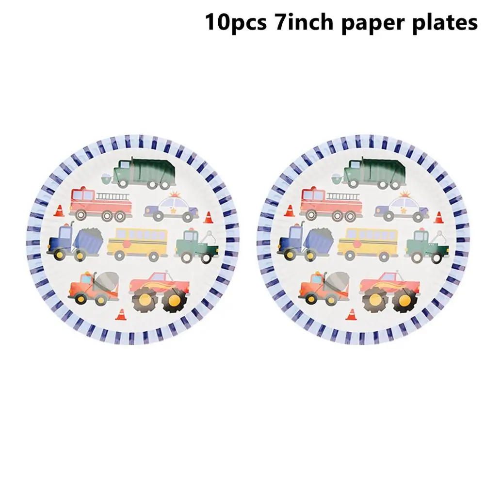Plates Taoup 10 шт. автомобильные воздушные шары для грузовиков латексные строительные машины тематические вечерние украшения для вечеринки на день рождения для мальчиков - Цвет: Plates
