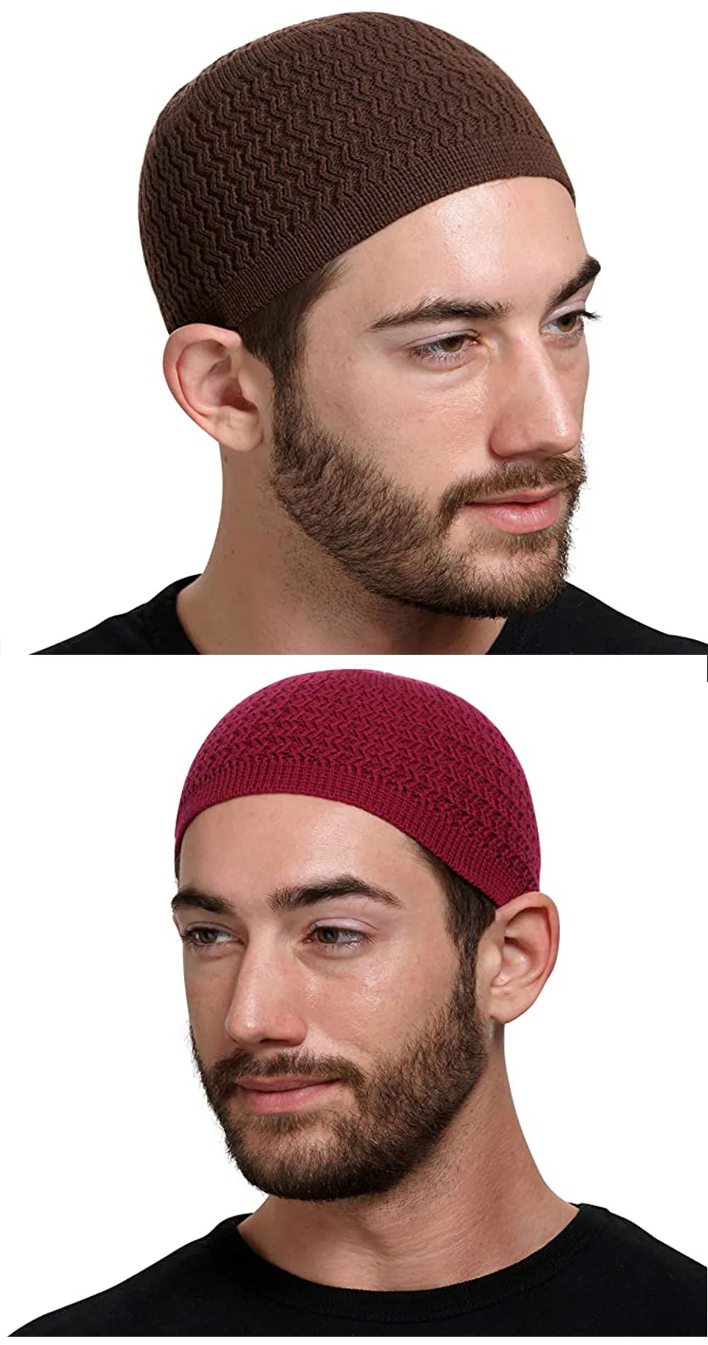 2021 New Pencil Cap Otton Skull Cap Beanie Kufi with Checkered-Knit Pattern in Solid Colors for Everyday Wear