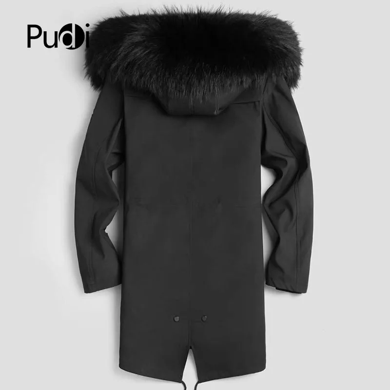 PUDI MT8111 Мужская Новая Модная хлопковая куртка куртки с подкладкой из натурального меха норки с капюшоном из лисьего меха осенне-зимняя повседневная верхняя одежда