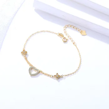 

Genuine S925 Sterling Silver Jewelry Female Korean Version Temperament Multi-element Design Hollow Love Bracelet