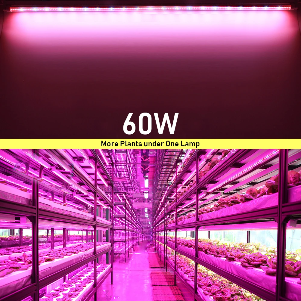 10 шт./партия, 120 см светодиодный светильник для выращивания растений, 60 Вт, полный спектр, гидропоники, лампа для выращивания растений, бар для теплицы, овощей, для выращивания палаток