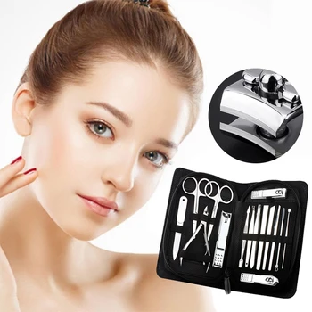 

15 in 1 Manicure set Professional nail clipper Finger Plier Nails art Beauty tools scissors knife Best gift