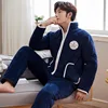 Men's Pajamas Winter Three-layer Quilted Plus Velvet Thick Coral Fleece Suit Flannel Warm Home Service Autumn and Winter Fashion ► Photo 3/5