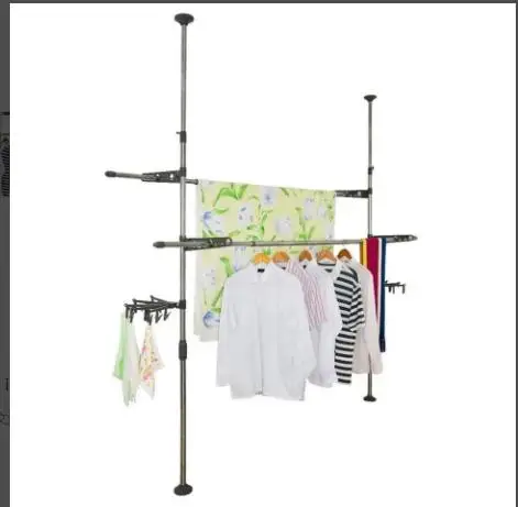 

Stainless Clothes Rack Foldable Multifunctional Clothing Hanger Floor Coat Stand Hanging Rack Laundry Drying Rack for Clothes