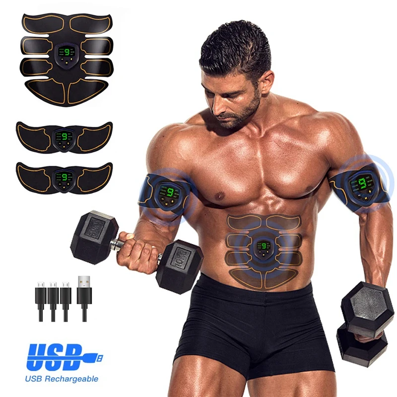 Charging Muscle Stimulator Slimming EMS Electric Massager LED Anti-cellulite Massager Exercise Fitness Equipment 8-Pack Trainer