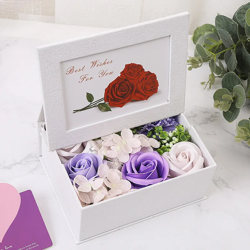 Розы, искусственные цветы подарочная фоторамка коробка высокого качества ручной работы мыло розы коробка набор для свадьбы украшения дома аксессуары - Цвет: C5