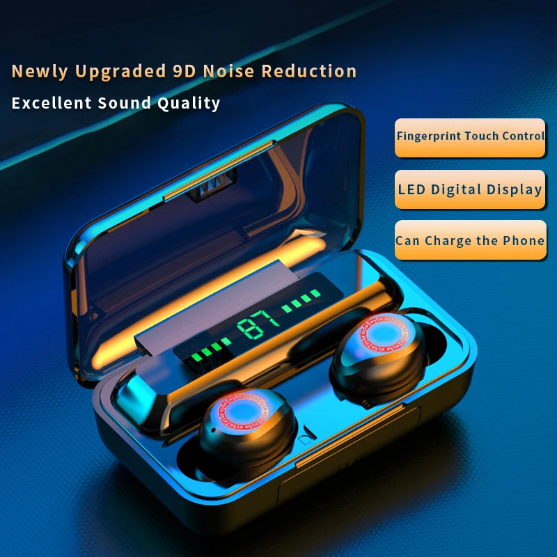 Абсолютно новые F9 TWS беспроводные наушники Bluetooth5.0 HiFi IPX7 водонепроницаемые с