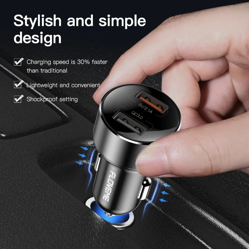 FLOVEME Quick Charge 3,0 быстрое автомобильное usb-устройство для зарядки телефона прикуриватель мобильного телефона автомобильное зарядное устройство QC 3,0 Carregador для iPhone Xiaomi