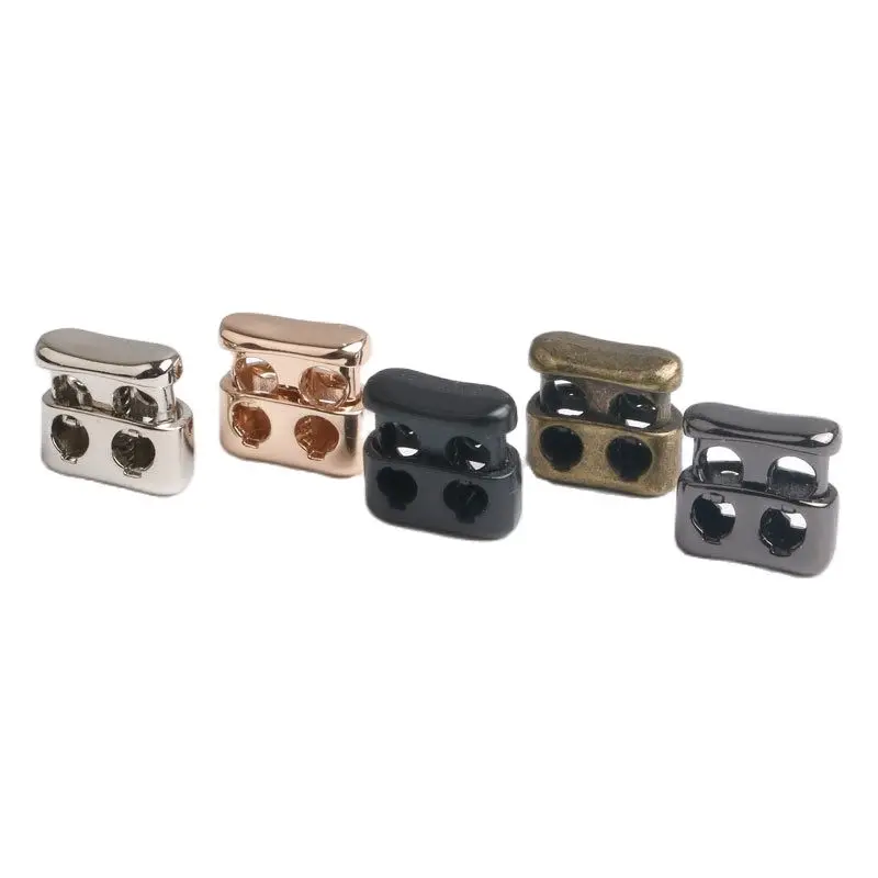 Alloy Cuboid 2 Holes Press Locker Cord Stopper Rope Ends LidDrawstring Toggles Clip For Clothes Apparel Shoelace Accessories cord lock stopper detachable stopper cord lock cord stopper cord end lock cord end tip
