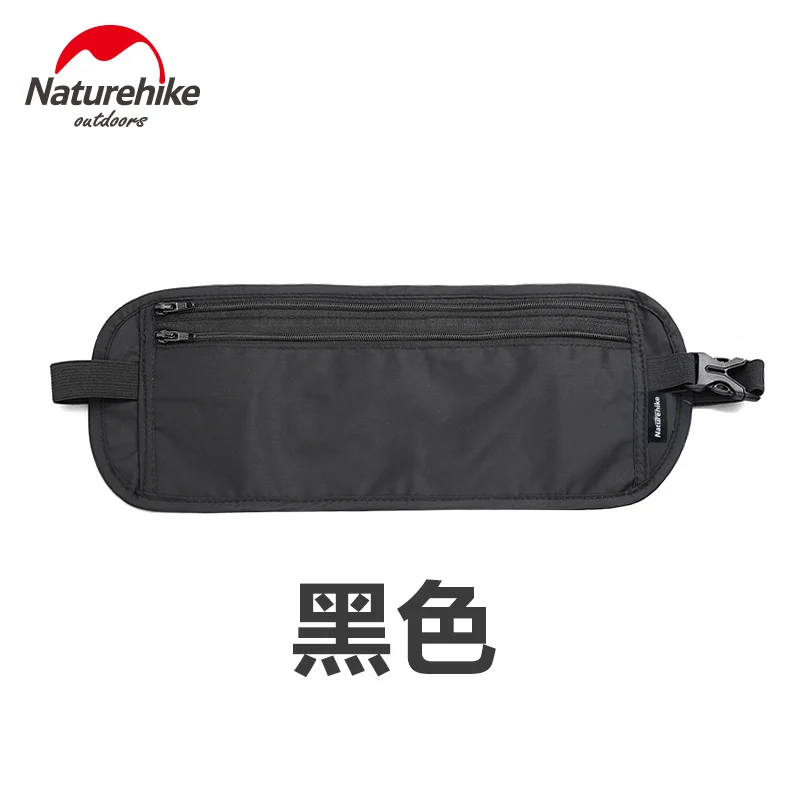 Натуральный походный открытый ремень светильник тонкий личный туристический Документ Мобильный телефон кража стелс кошелек пакет путешествия Невидимый поясная сумка - Цвет: Черный цвет