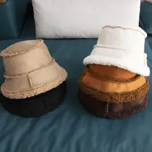 Осенне-зимняя женская и мужская шапка в рыбацком стиле, толстые теплые двухсторонние шапки из искусственной овечьей замши, модные повседневные однотонные плоские шапки