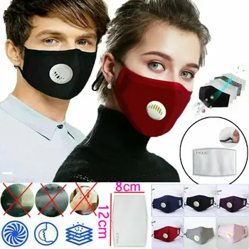 

Unisex Cotton Face Cover Activated Carbon With Filter-Washable Reusable Breathing Valve Mask + 2PCS Filter Paper