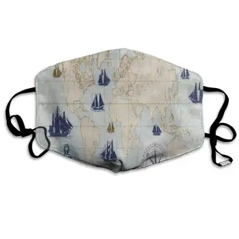 

ZHOUSUN Dustproof Vintage World Map with Compass Mouth Cover Mask Protective Warm Windproof Mask