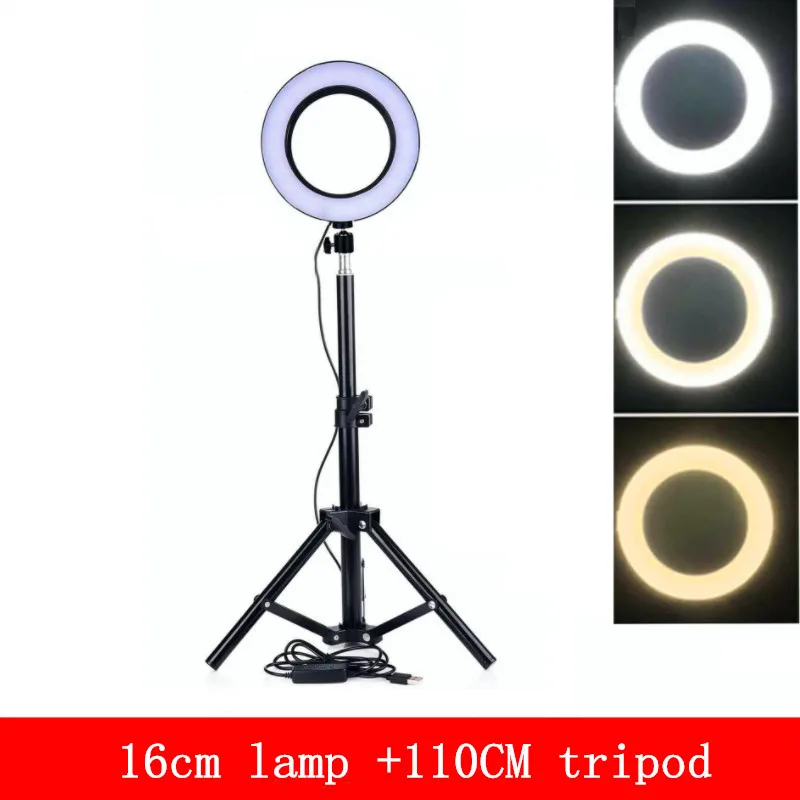 

6inch/16cm Selfie LED Ring Light For Youtube Makeup Video Light Usb Plug With Tripod For Phone