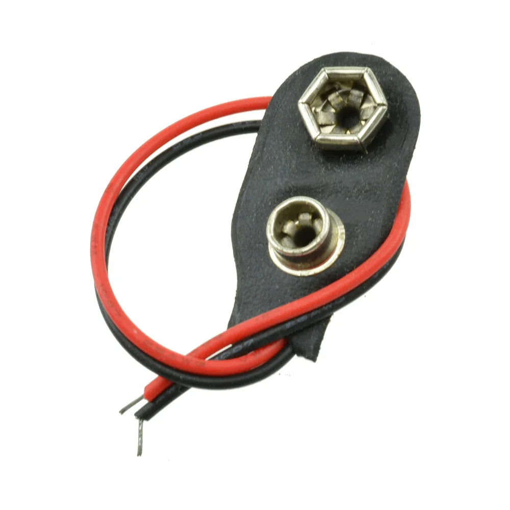 CHANZON UL Wires 9v T Conector 9 V Clip de batería Conector con cables  Cables Plug Pigtail Arnés de 10 pares Kit de cuero para Arduino LED Strip