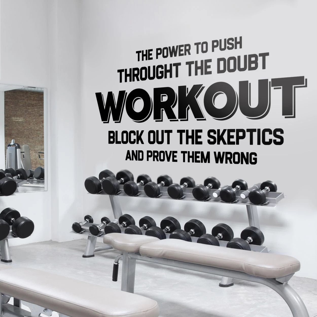Gym Fitness Motivational Wall Decal Slogans Body Building Weights