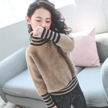

Fashion Beautiful Knitting Spring Winter Sweater Baby Girls Kids Children's Warm Plus Velvet Thicken Top Princess High Quality