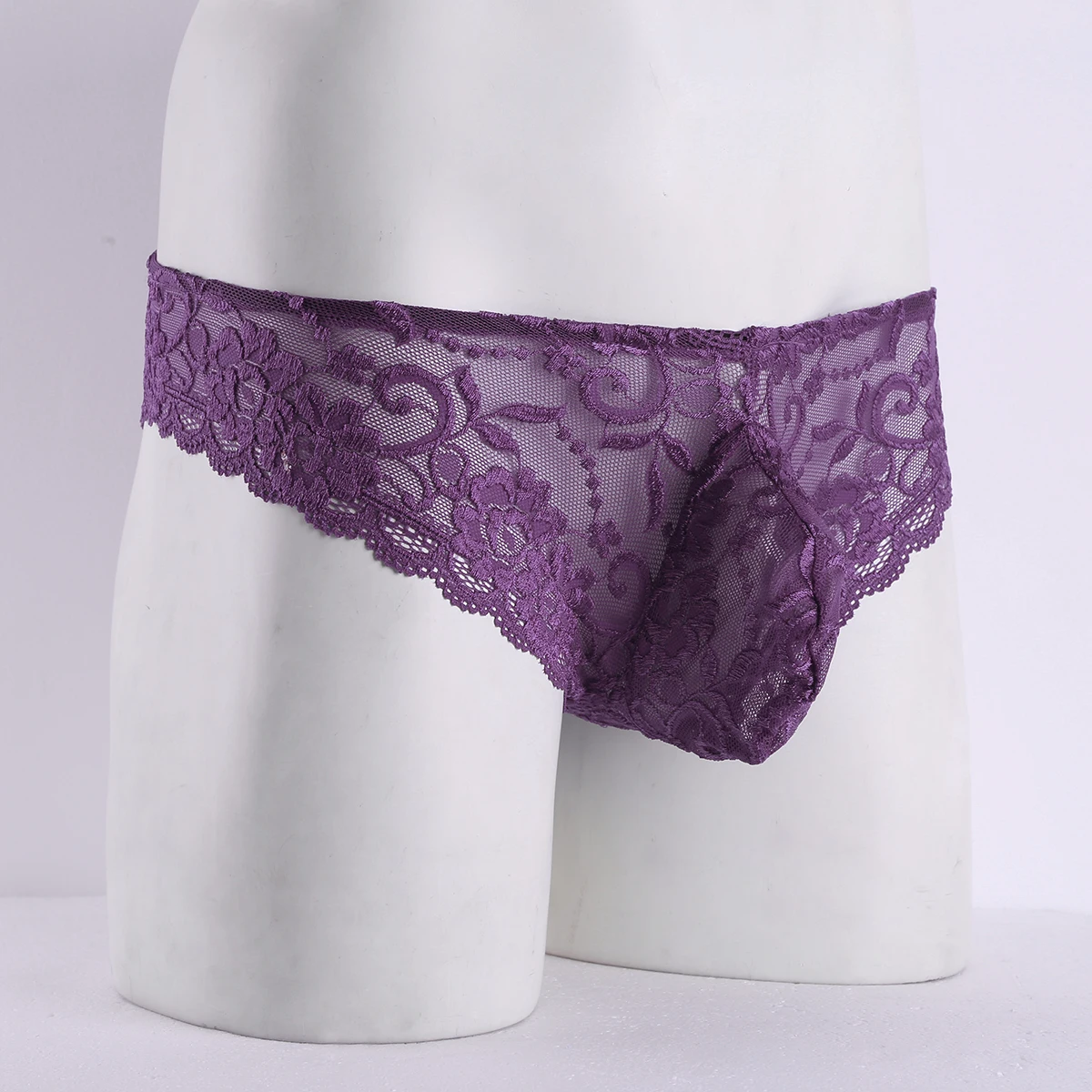 Men's Floral Lace Sheer See-Through Lingerie