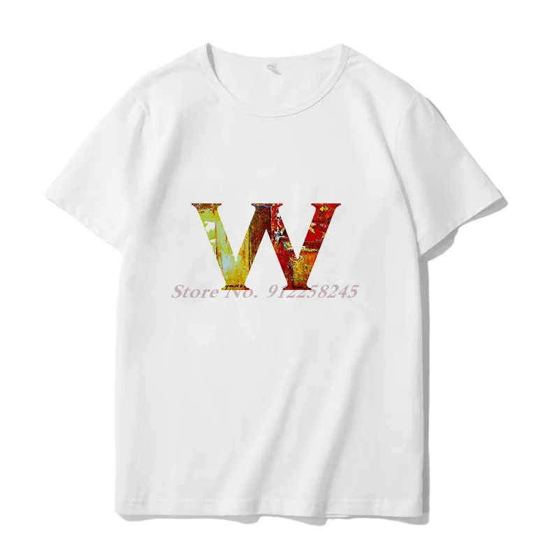 Funny Printed letter W T shirt Tee Shirt Men Fashion T Shirt Casual Tops Male T-Shirts Harajuku Men clothing