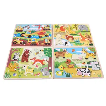 

Wooden Cartoon Puzzle Baby Educational Toy Jigsaw Board Animal Educational Toy Puzzles Kids Children's Wooden Toys For Baby Gift
