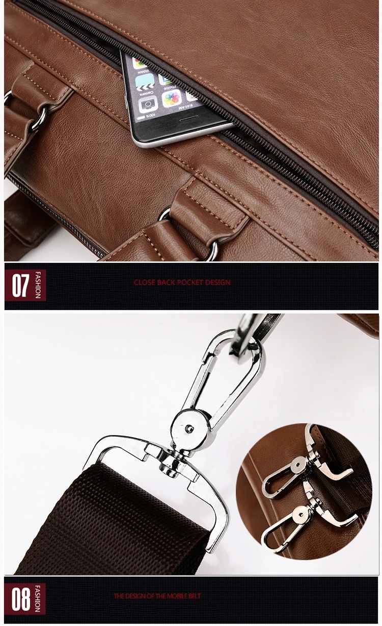 Men Leather Black Briefcase Business Handbag Messenger Bags Male Vintage Shoulder Bag Men's Large Laptop Travel Bags_voghion.com