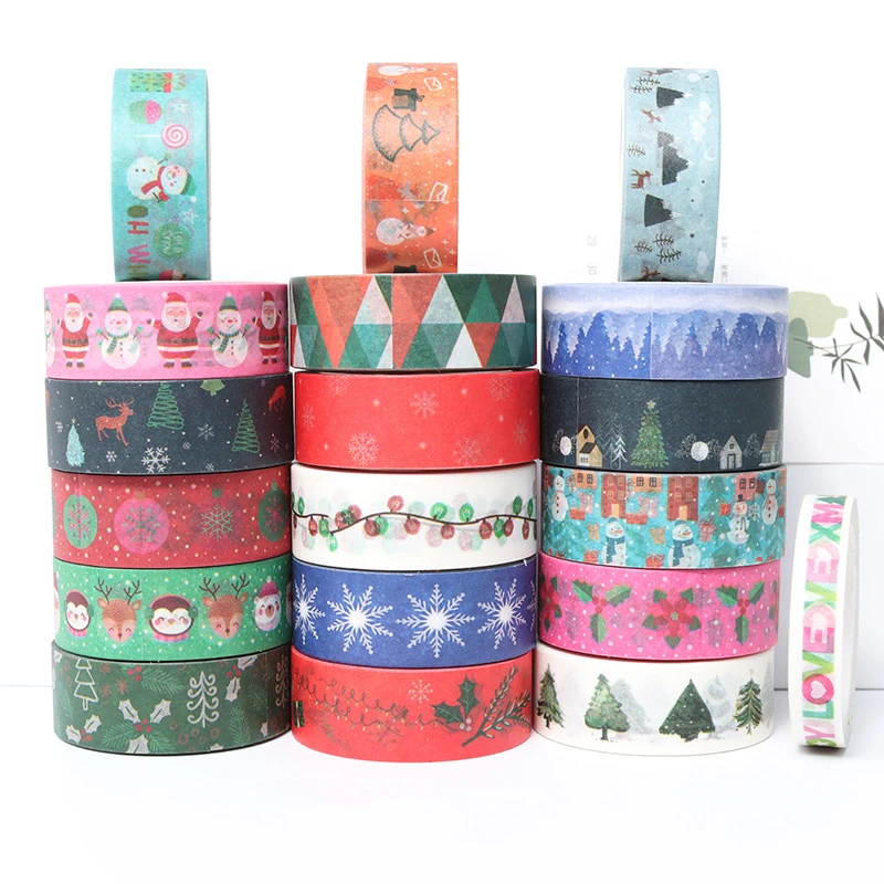 

(18 Pieces/Lot) Christmas Decoration Washi Tape Journal Masking Tape Snowman Christmas Tree Elk