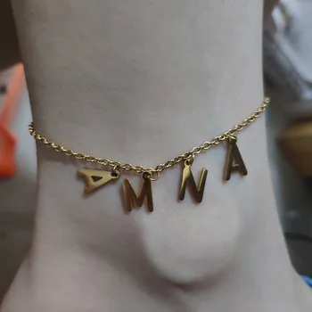 

2020 Stainless Steel Gold Color Customized Letter Name Anklets High Quality Simple summer Beach anklet Foot Jewelry