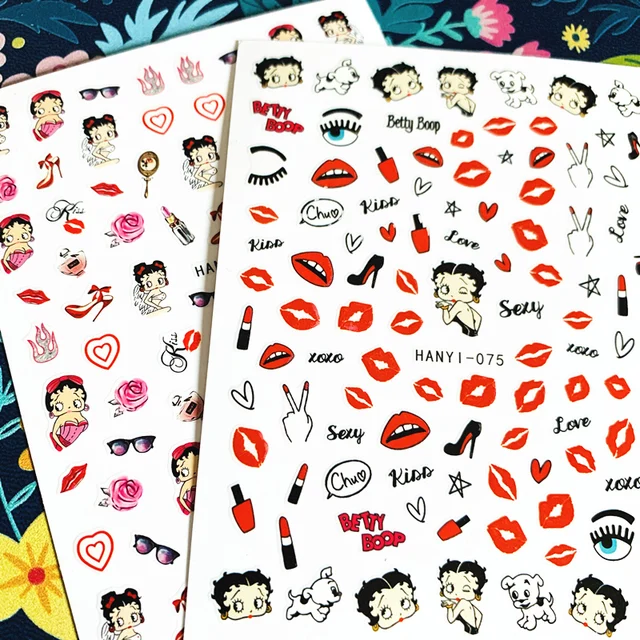 최신 HANYI-419 3D 네일 스티커: 반짝이는 손톱 장식