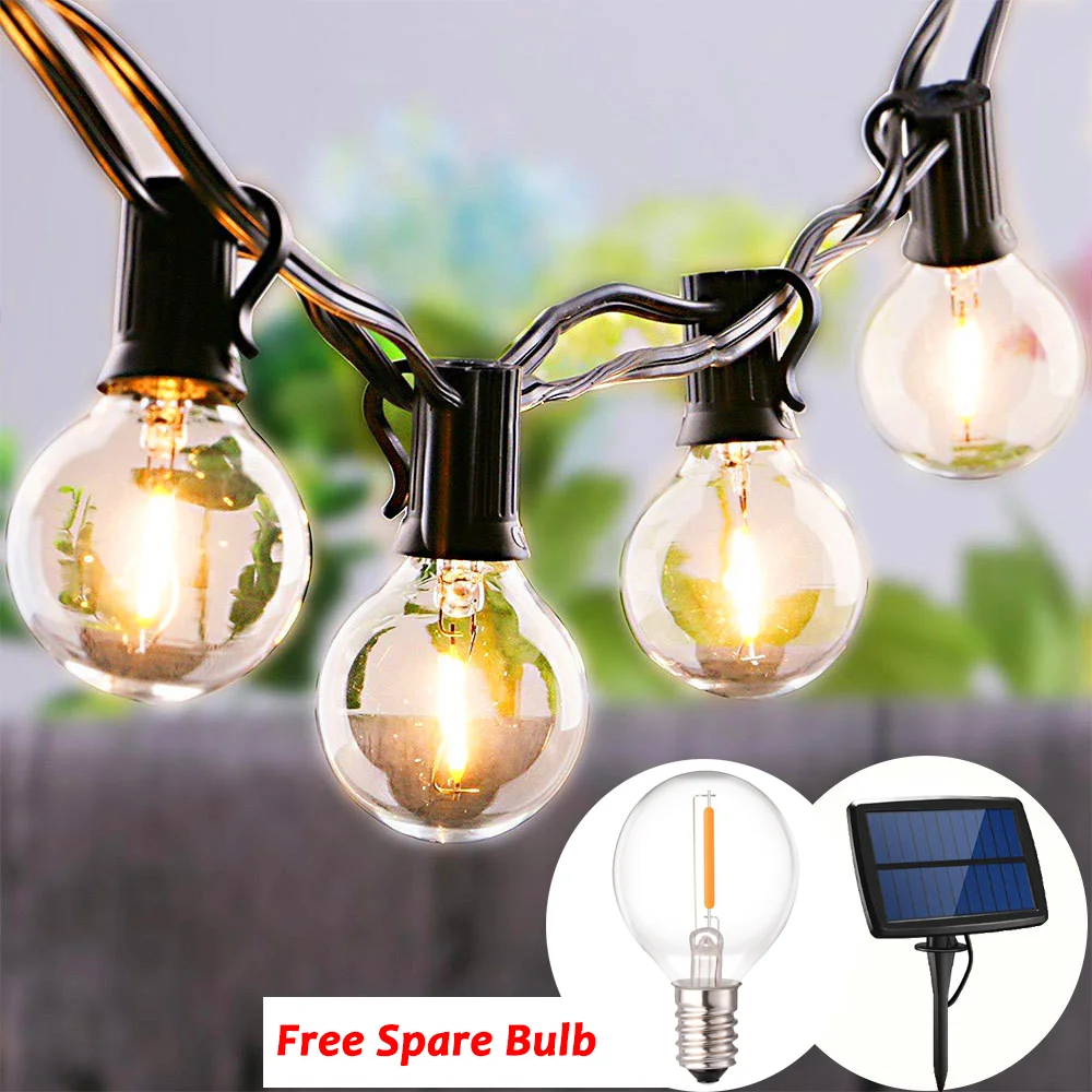 

G40 10/25LED Clear LED Bulbs Solar Light Outdoor Fairy LED String Light Waterproof For Decorated Party Yard Holiday Garden Light