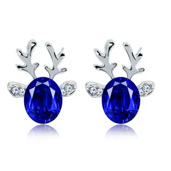 

100pcs/lot Hot Fashion Crystal Stud Earrings Women Xmas Gifts Elegant Jewelry Luxury Three Dimensional Christmas Reindeer Earing