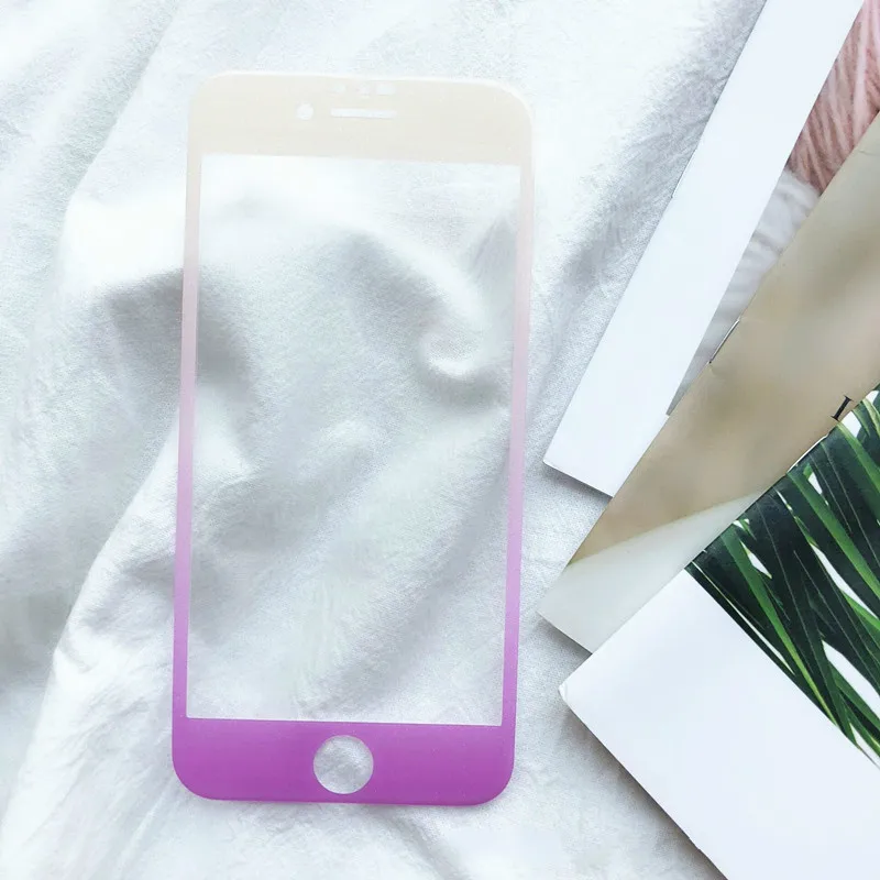 5d полное покрытие Экран протектор многоцветный закаленное Стекло для iPhone 6 6S плюс градиент Стекло 7 8 плюс защитная пленка на переднюю панель - Цвет: Прозрачный