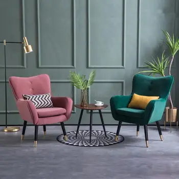 

Single Sofa Nordic Light Luxury Net Pink Metal Wind Clothing Store Balcony Bedroom Small Sofa